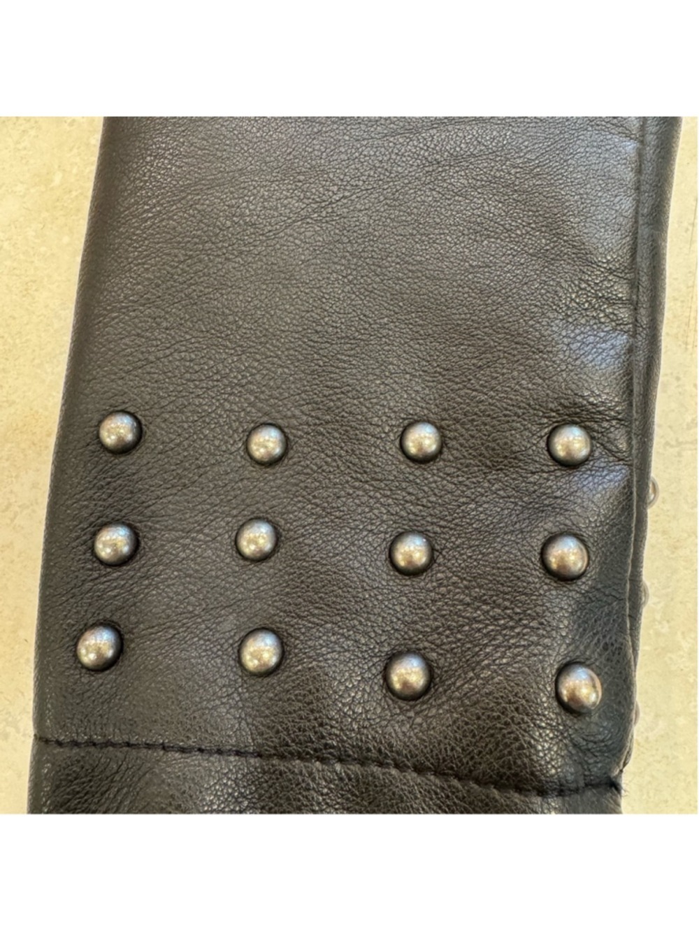 T Coalition Women Moto Jacket Black Faux Leather Studded - Picture 7 of 10